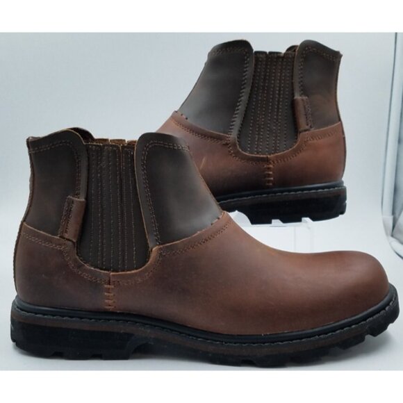Skechers Blaine Orsen 62929 Chelsea Pull-On Brown Leather Boots Men's 9.5 w/Box - Picture 1 of 16